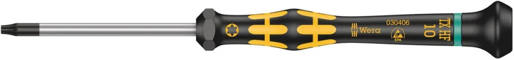Wera 05030406001 1567 Micro-tournevis TORX® HF ESD Kraftform avec fonction de maintien, TX 10 x 60 mm