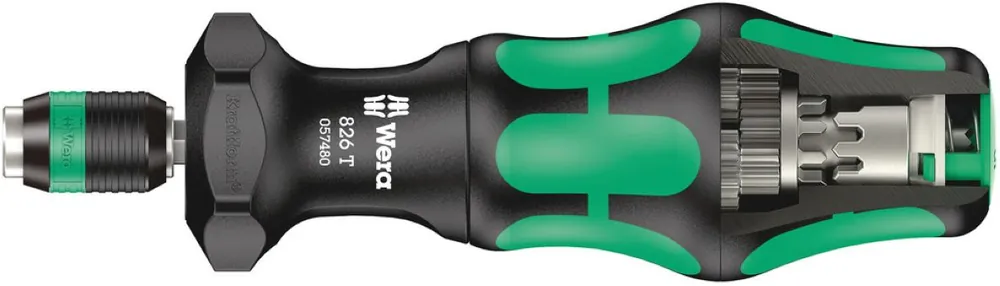 Wera 05057480001 826 Kraftform Porte-embouts Poignée et T avec fonction de changement rapide Rapidaptor, 1/4" x 146 mm