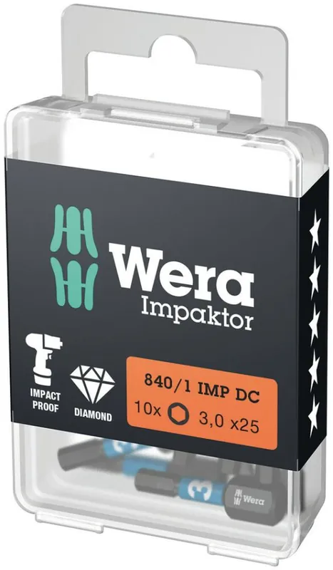 Wera 05057603001 840/1 IMP DC Impaktor Embouts hexagonaux, 3 x 25 mm