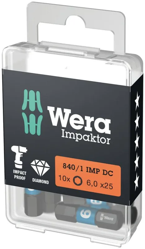 Wera 05057606001 840/1 IMP DC Impaktor Embouts hexagonaux, 6 x 25 mm