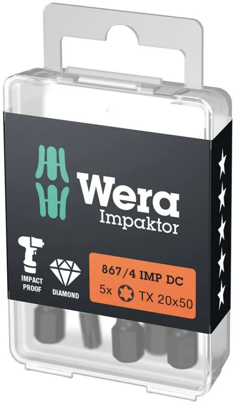 Wera 05057664001 867/4 IMP DC Impaktor TORX® Embouts, TX 20 x 50 mm