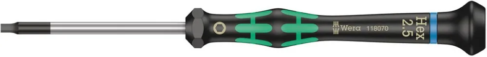 Wera 05118070001 2054 Tournevis micro hexagonal Kraftform, 2.5 x 60 mm