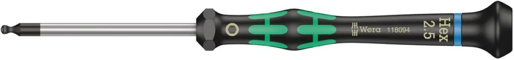 Wera 05118094001 2052 Tournevis micro à tête hexagonale Kraftform, 2.5 x 60 mm