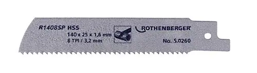 Rothenberger Accessoires 50260 Lame de scie spéciale pour tuyaux 140 x 25 x 1,6