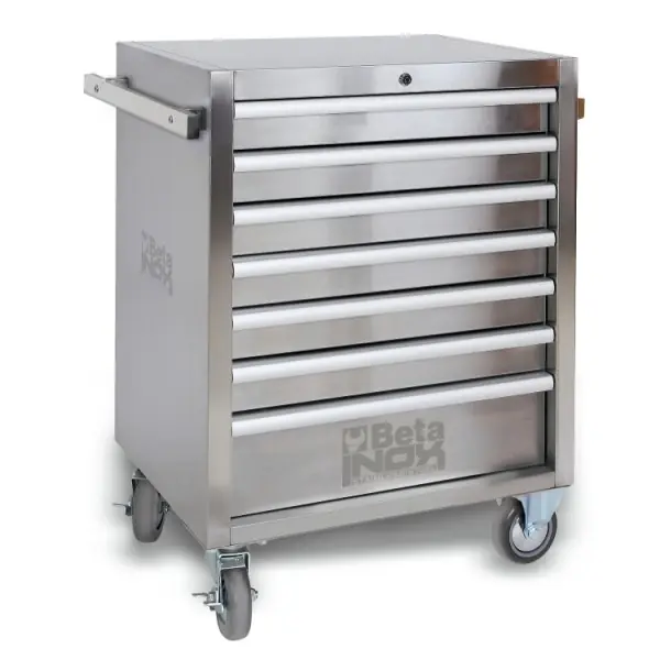 Beta 024003077 C04TSS-7 Chariot à outils en acier inoxydable avec 7 tiroirs