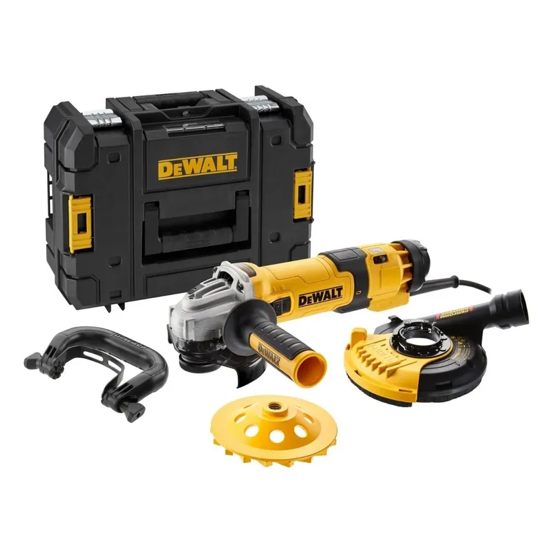 DeWalt DWE4257KT-QS Meuleuse d‘angle 125 mm 1500 Watts avec capot d‘aspiration et meule diamantée