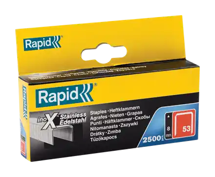 Rapid 23808000 No. 53 agrafes à fil fin acier inoxydable 8 mm 2,500 pièces