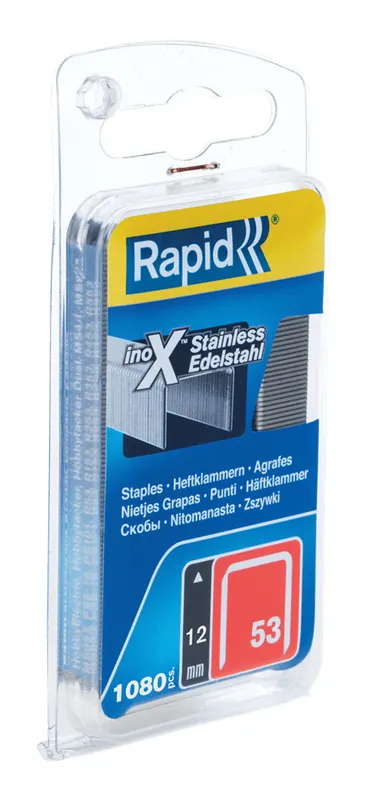 Rapid 40109512 No. 53 agrafes à fil fin acier inoxydable 12 mm 1 080 pièces