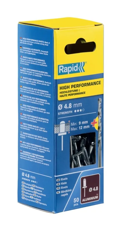 Rapid 5000390 Rivets aveugles haute performance Ø4.8 x 16 mm 50 pièces