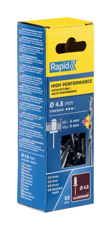 Rapid 5000388 Rivets aveugles haute performance Ø4.8 x 12 mm 50 pièces