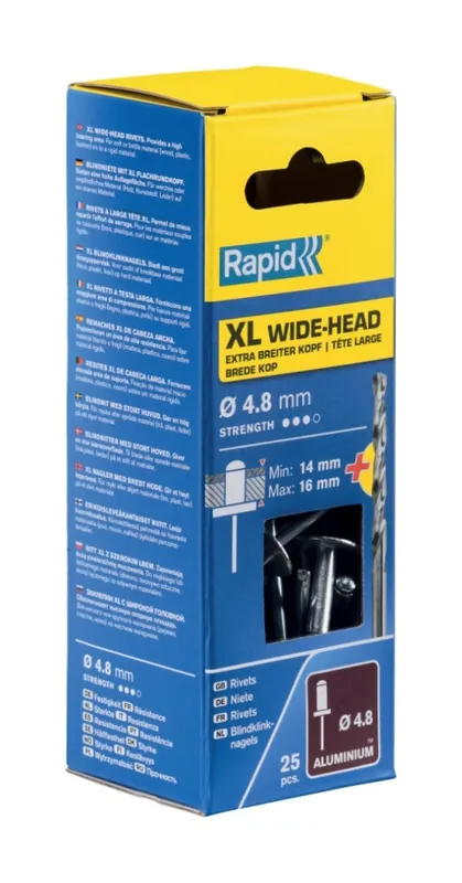 Rapid 5000667 Rivets aveugles XL Ø4.8 x 20 mm 25 pièces