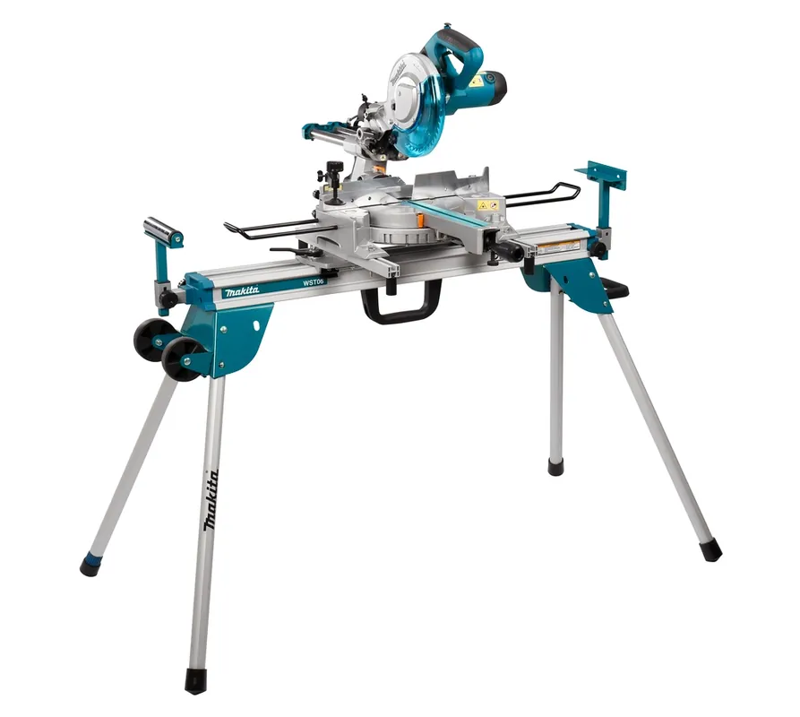 Makita LS0815FLNX Scie à onglets télescopique 216 mm 1400 Watt + Support DEBWST06