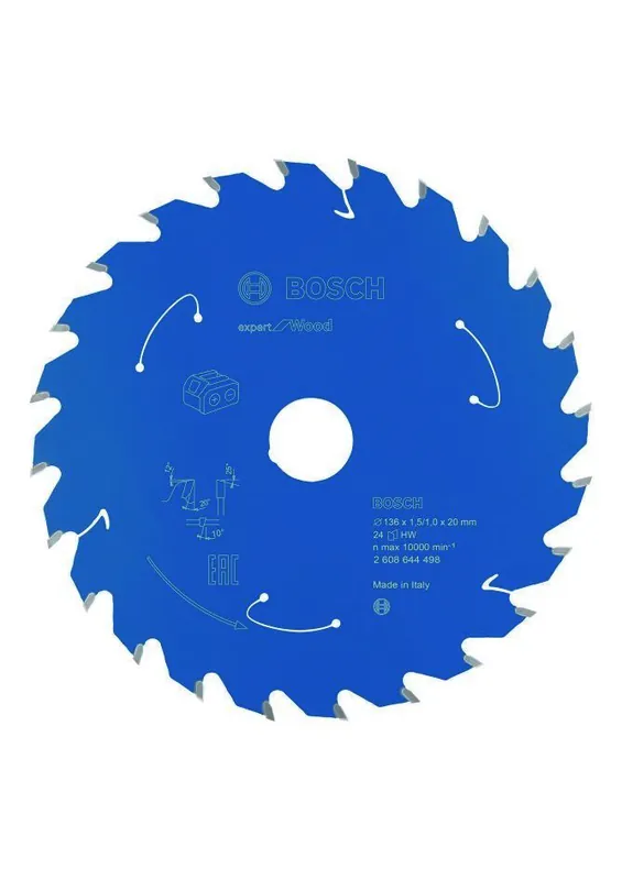 Bosch Bleu Accessoires 2608644498 Lame de scie circulaire carbure Wood Expert pour scies sans fil 136 x 20 x T24