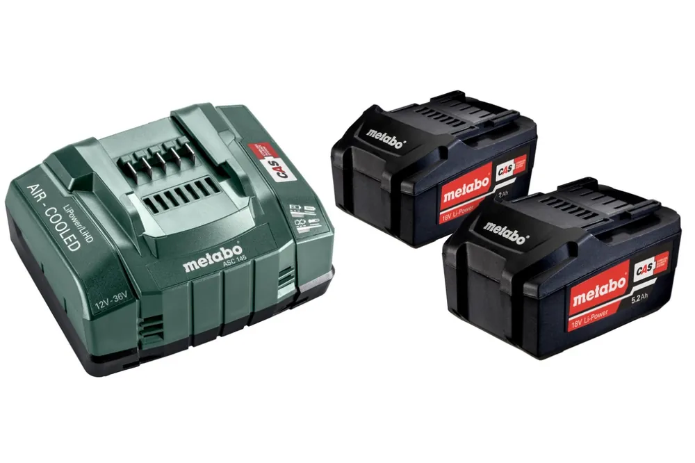 Metabo Accessoires 685051000 Set de base - 2 x 18V 5.2Ah Li-Ion batterie + chargeur ASC145