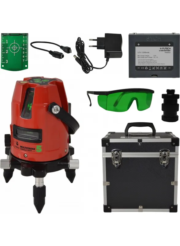Futech 033.05G-P MC5 SD croix laser verte 5 lignes + trépied 180 cm