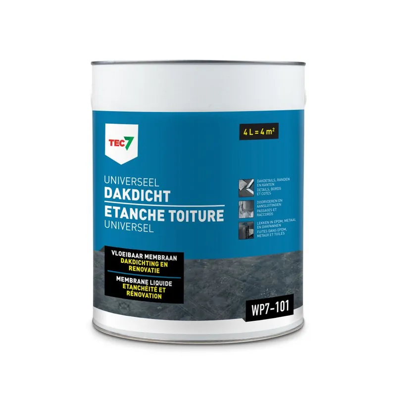 TEC7 WP7-101 Seau à membrane liquide universel pour l‘étanchéité des toitures 4L