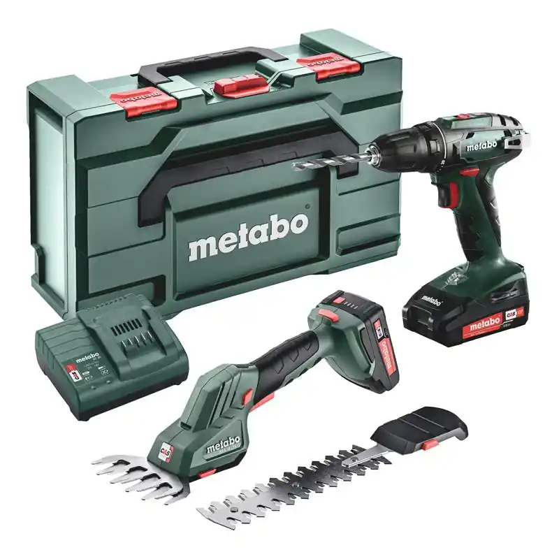 Metabo 685186000 Comboset 2.2.5 18V 2.0Ah Li-Ion - Perceuse sans fil BS18 + Cisaille à arbustes et à gazon SGS 18 LTX Q