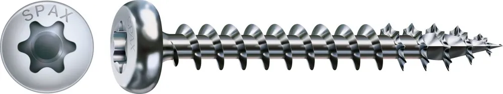 SPAX 0201010400163 Vis universelle 4 x 16 mm, filetage plein, tête sphérique, T-STAR plus T20 - 200 pièces