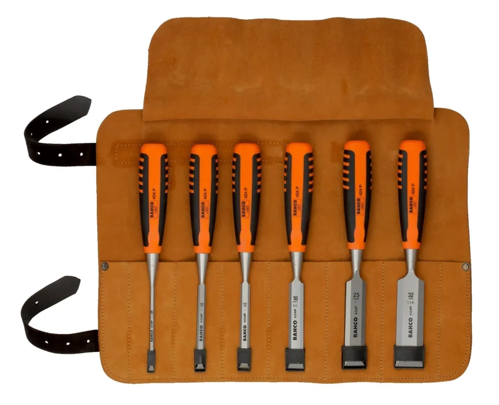 Bahco 424P-S6-LR Set de ciseaux professionnels dans une pochette en cuir 6 pièces