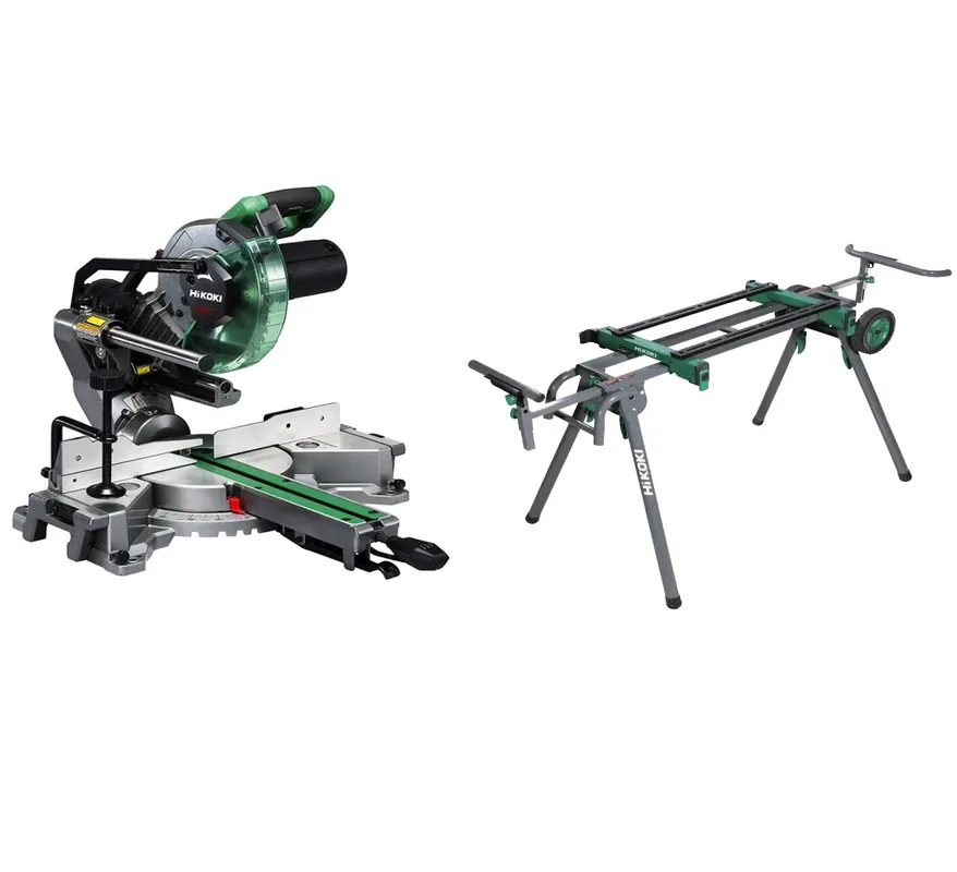 HIKOKI C8FSHGWAZSET C8FSHGWAZ Tronçonneuse 216mm 1100W + support UU240F