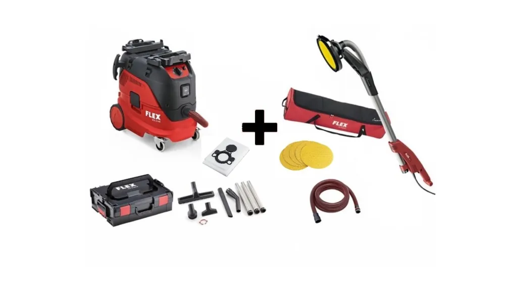 Flex-tools 478504 Ponceuse GE 5 R Girafe + aspirateur VCE33L AC + 25 feuilles de papier de verre K100
