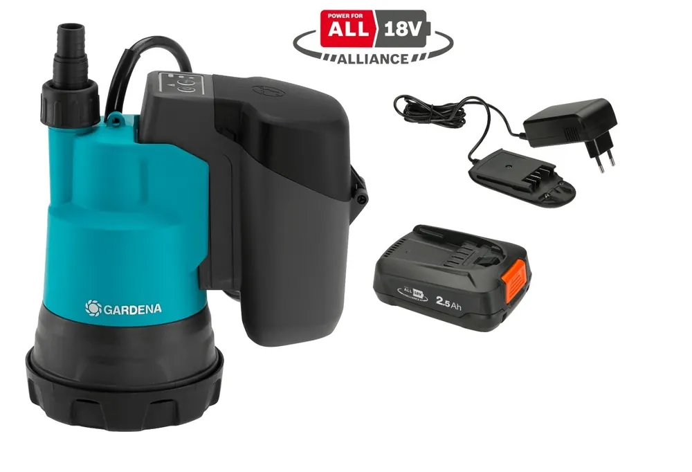 Gardena 14600-20 Pompe submersible à batterie 2000/2 Clear 18V P4A set
