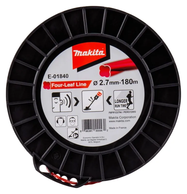 Makita Accessoires E-01840 Fil de coupe 2,7 x 180 mètres Rouge