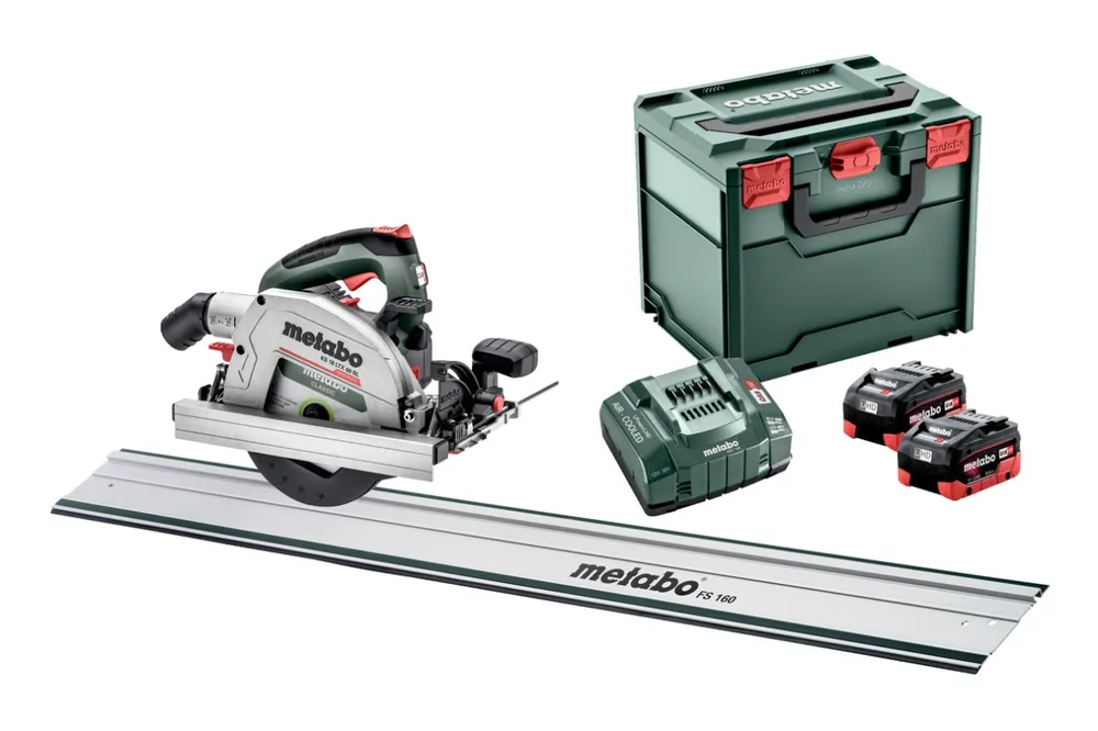 Metabo 691194810 KS 18 LTX 66 Scie circulaire sans fil 18V 8.0Ah + Rail de guidage FS160