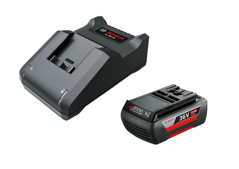 Bosch Vert Accessoires F016800609 Ensemble de démarrage - Batterie 36V 2.0Ah Li-Ion + chargeur AL 36V-20 pour machines de jardin