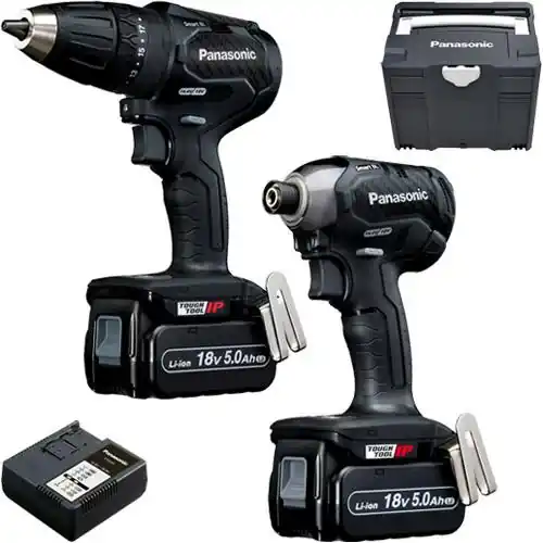Panasonic EYC241LJ2G Ensemble combiné perceuse sans fil EY79A3 et clé à chocs EY76A1 18 Volts 5.0 Ah Li-ion dans Systainer
