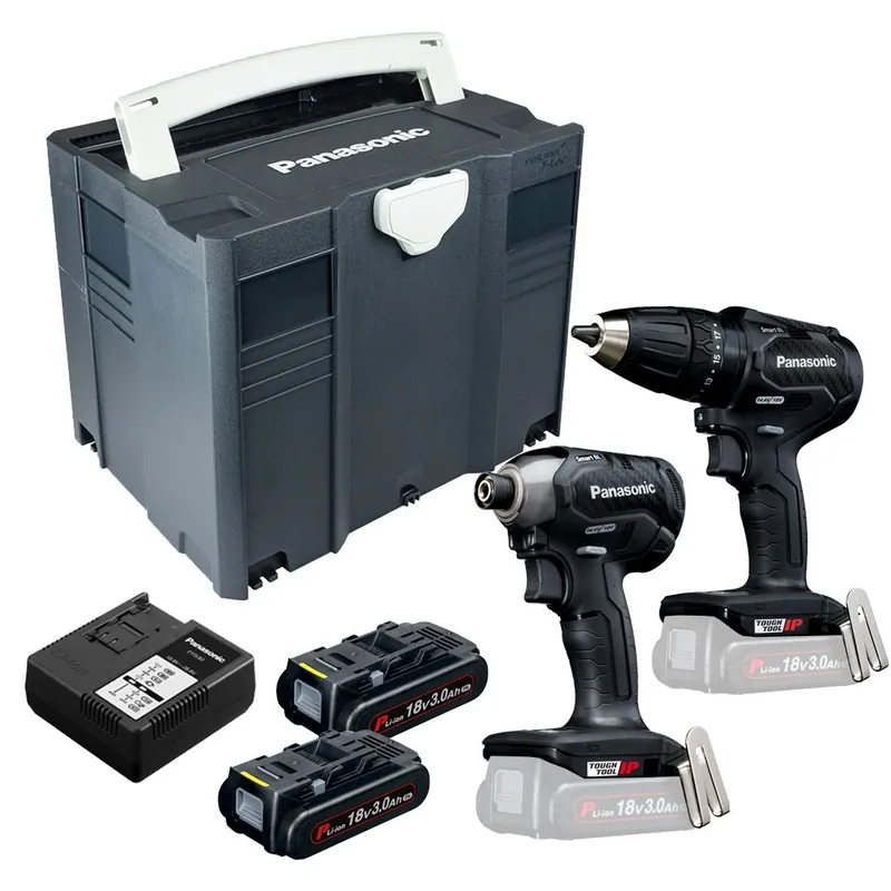 Panasonic EYC241PN2G Combo Set Perceuse sans fil EY79A3 et Clé à chocs EY76A1 18 Volts 3.0 Ah Li-ion dans Systainer