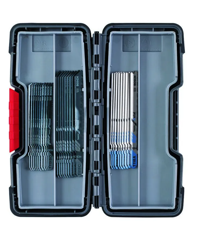 Bosch Bleu Accessoires 2607010903 Jeu de 30 lames de scie sauteuse Bois et métal T 119 BO (10x), T 111 C (10x), T 118 A (10x)