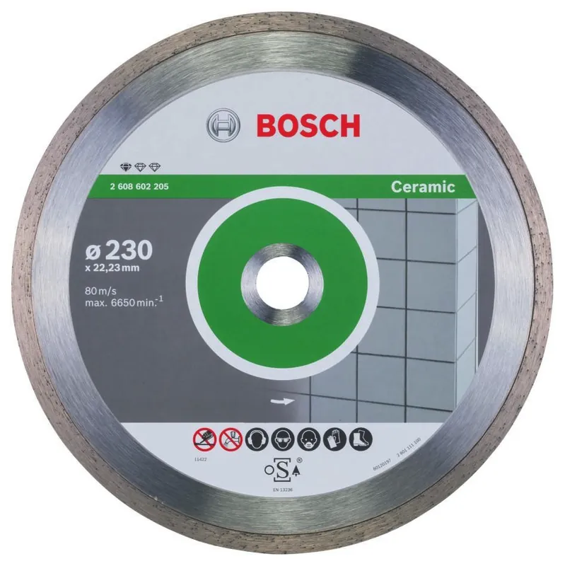 Bosch Bleu Accessoires 2608602205 Disque de coupe diamanté standard pour la céramique 230 x 22,23 x 1,6 x 7 mm