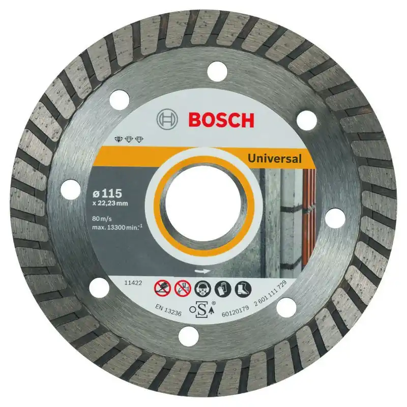 Bosch Bleu Accessoires 2608602393 Disque de coupe diamanté Standard pour Universal Turbo 115 x 22,23 x 10 mm