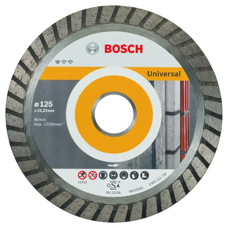 Bosch Bleu Accessoires 2608602394 Disque de coupe diamanté Standard pour Universal Turbo 125 x 22,23 x 10 mm