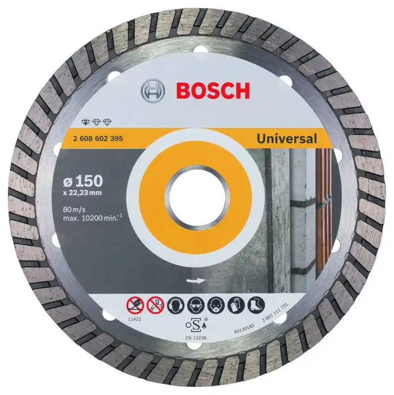Bosch Bleu Accessoires 2608602395 Disque de coupe diamanté Standard pour Universal Turbo 150 x 22,23 x 2,5 x 10 mm