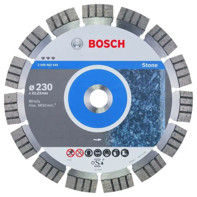 Bosch Bleu Accessoires 2608602645 Disque de coupe diamanté idéal pour la pierre 230 x 22,23 x 2,4 x 15 mm