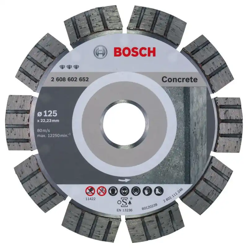 Bosch Bleu Accessoires 2608602652 Disque de coupe diamanté idéal pour béton 125 x 22,23 x 2,2 x 12 mm