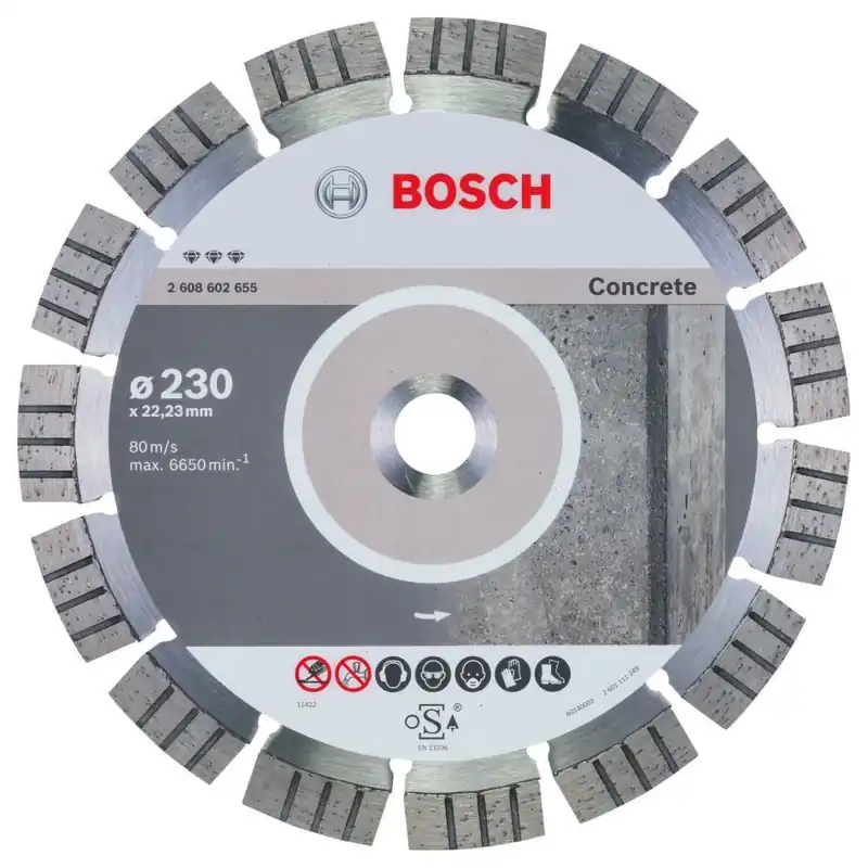 Bosch Bleu Accessoires 2608602655 Disque de coupe diamanté idéal pour béton 230 x 22,23 x 2,4 x 15 mm