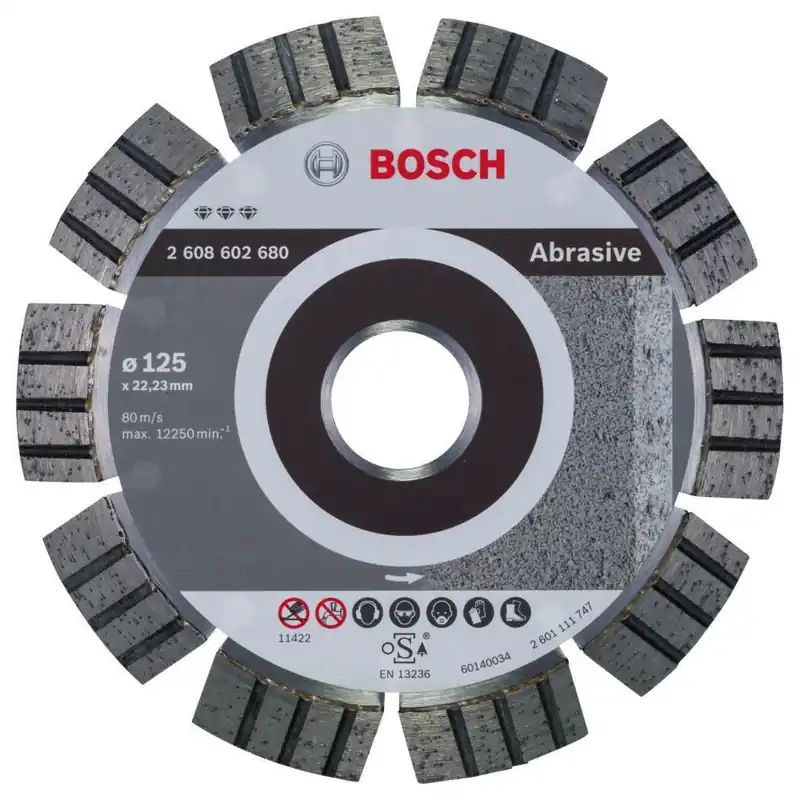 Bosch Bleu Accessoires 2608602680 Disque de coupe diamanté idéal pour abrasif 125 x 22,23 x 2,2 x 12 mm