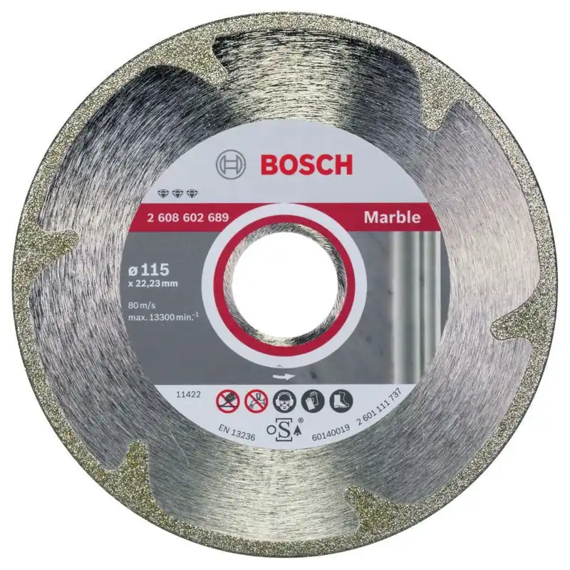 Bosch Bleu Accessoires 2608602689 Disque de coupe diamanté idéal pour le marbre 115 x 22,23 x 2,2 x 3 mm