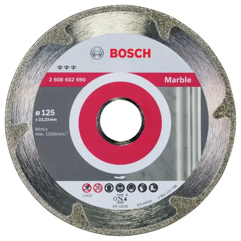 Bosch Bleu Accessoires 2608602690 Disque de coupe diamanté idéal pour le marbre 125 x 22,23 x 2,2 x 3 mm