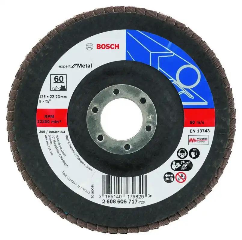 Bosch Bleu Accessoires 2608606717 Disque à lamelles X551, Expert pour le métal D= 125 mm ; K= 60, courbé
