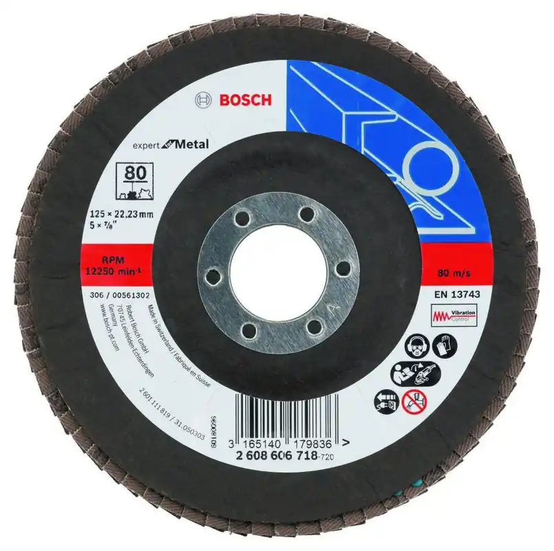 Bosch Bleu Accessoires 2608606718 Disque à lamelles X551, Expert pour le métal D= 125 mm ; K= 80, courbé