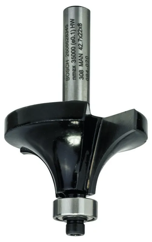 Bosch Bleu Accessoires 2608628345 Fraise à profil arrondi, 8 mm, R1 15 mm, L 22 mm, G 66 mm 8 mm, R1 15 mm, L 22 mm, G 66 mm