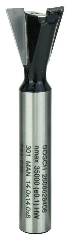 Bosch Bleu Accessoires 2608628408 Fraise à queue d’aronde 8 mm, D1 14 mm, L 14 mm, G 55 mm, 15°