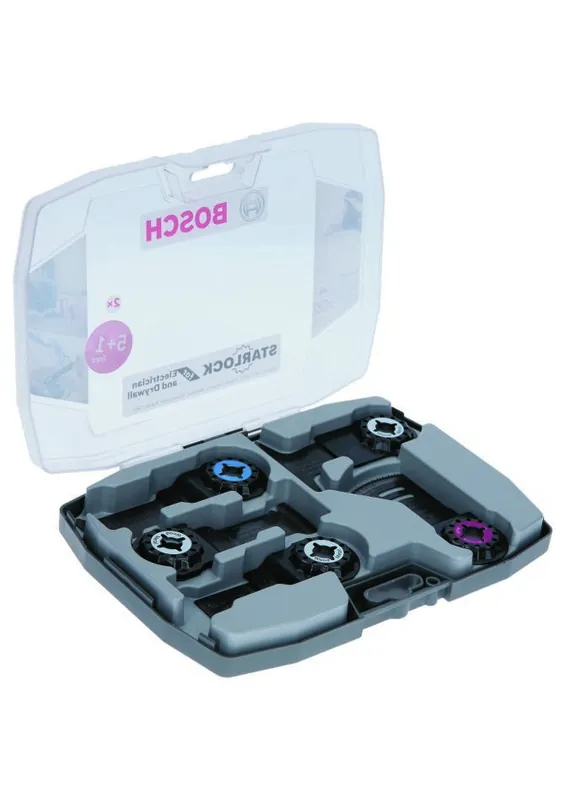Bosch Bleu Accessoires 2608664622 Coffret de lames Starlock spécial électricien et plaquiste pour découpeur ponceur (6 pièces)