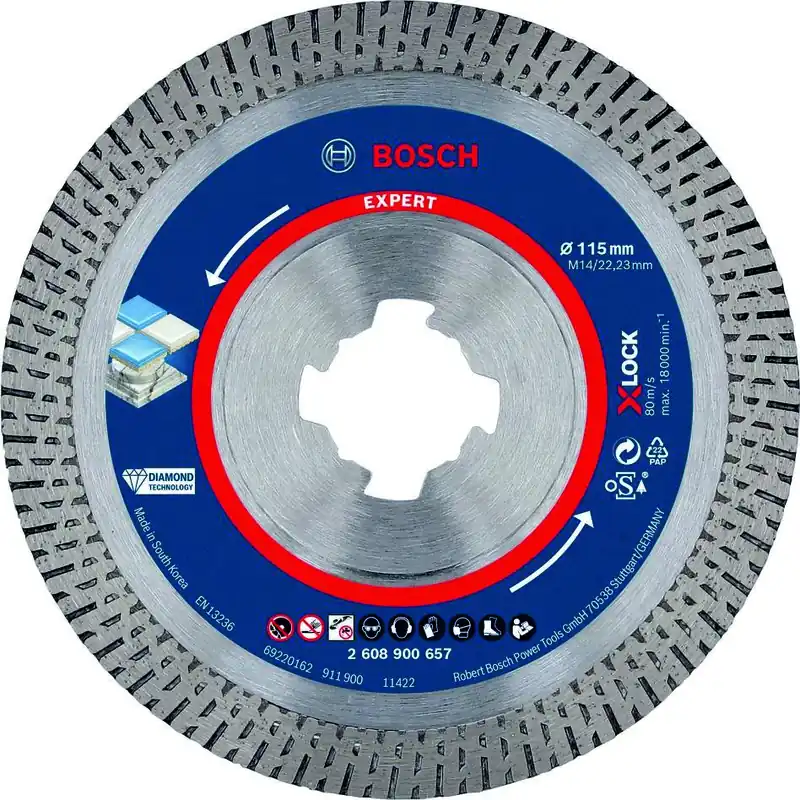 Bosch Bleu Accessoires 2608900657 Disque diamanté Expert HardCeramic X-LOCK 115 x 22,23 x 1,4 x 10 mm