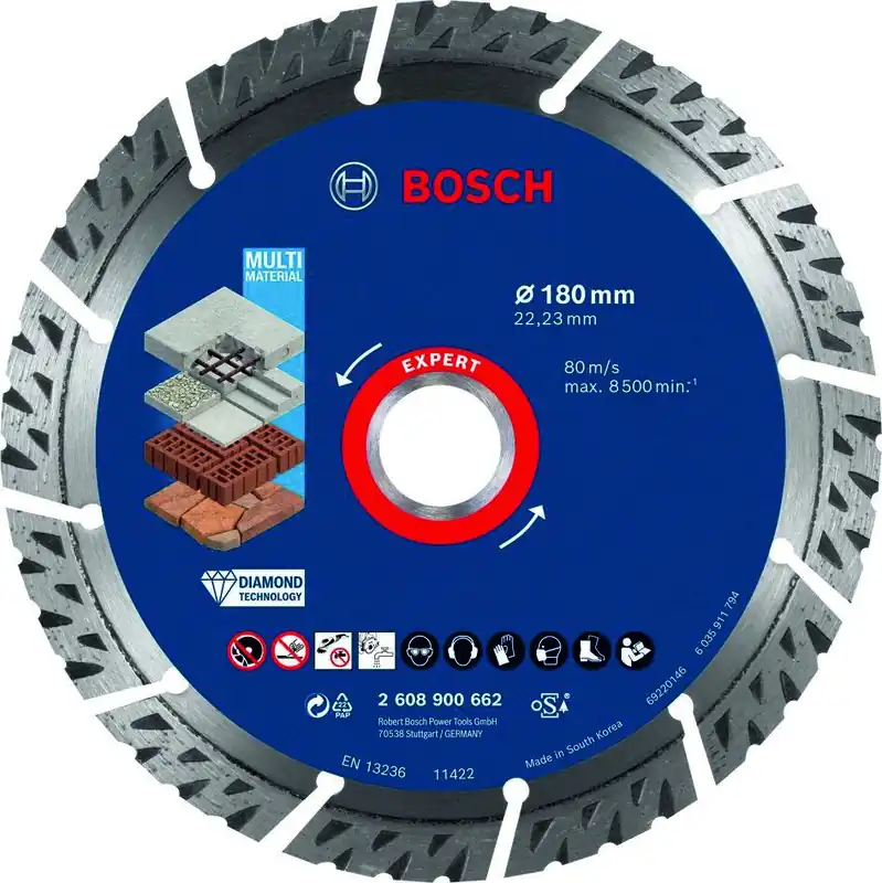 Bosch Bleu Accessoires 2608900662 Disque diamanté Expert MultiMaterial 180 x 22,23 x 2,4 x 12 mm