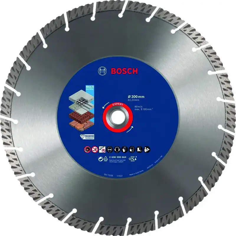 Bosch Bleu Accessoires 2608900664 Disque de coupe diamanté Expert MultiMaterial 300 x 22,23 x 2,8 x 15 mm